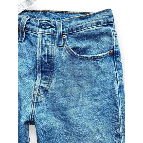 Levi’s 501 Skinny Jeans W28 L26 Button Fly Distressed Knee Vintage Blue Denim - Picture 2 of 16